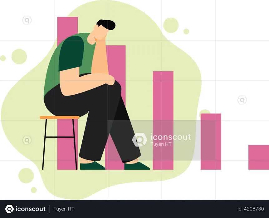 Man worrying about financial crisis  Illustration