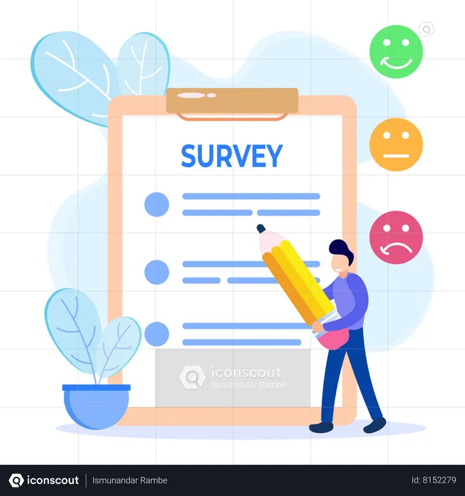 Man write feedback survey  Illustration