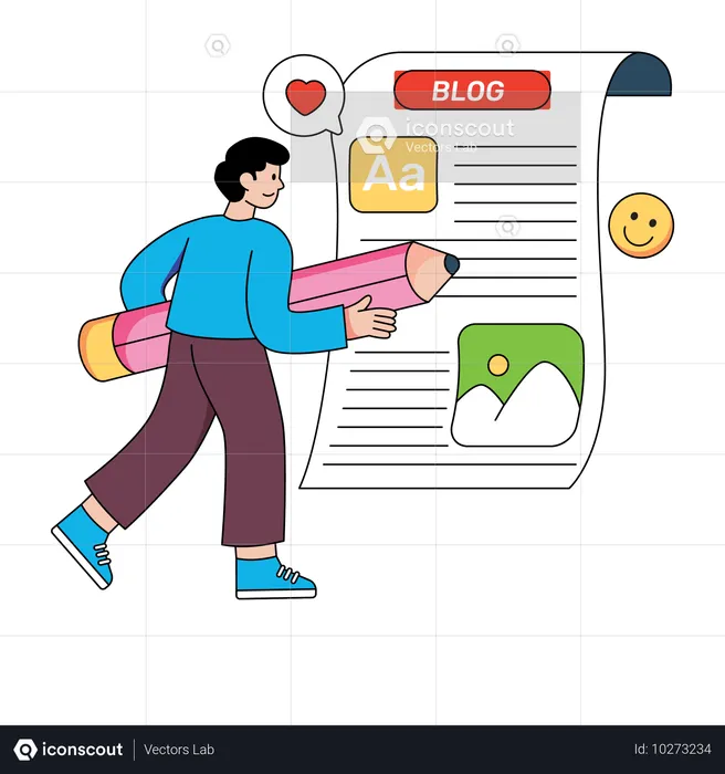 Man Write Social Blog  Illustration