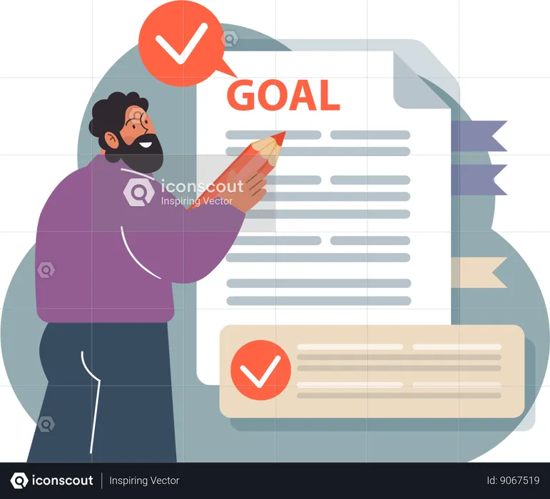 Man writing business goal  Illustration