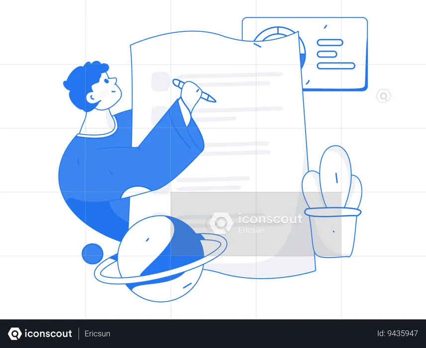 Man writing business report  Illustration