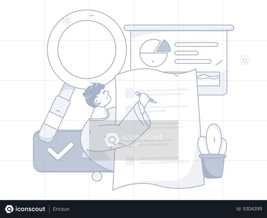 Man writing Business report  Illustration