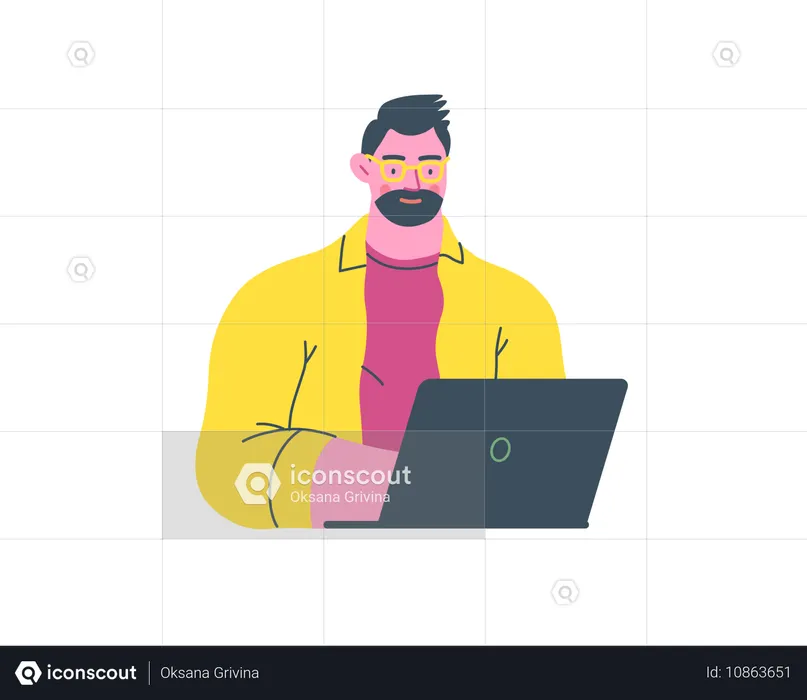 Man writing on laptop  Illustration