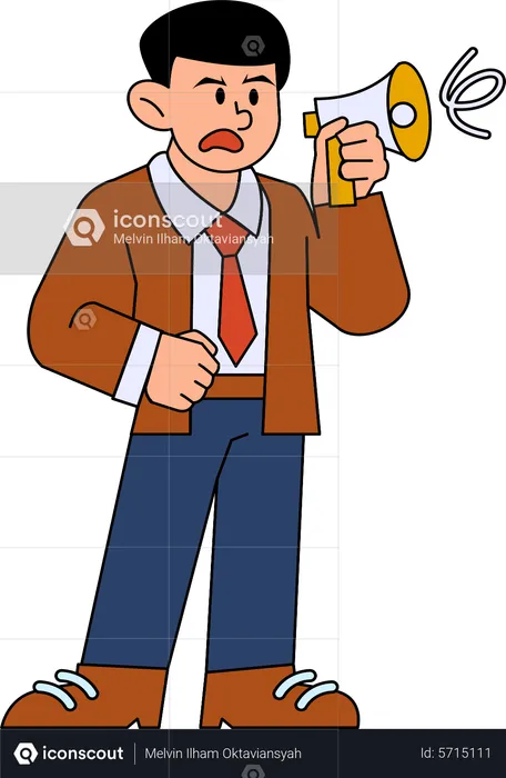 Man yelling in megaphone  Illustration