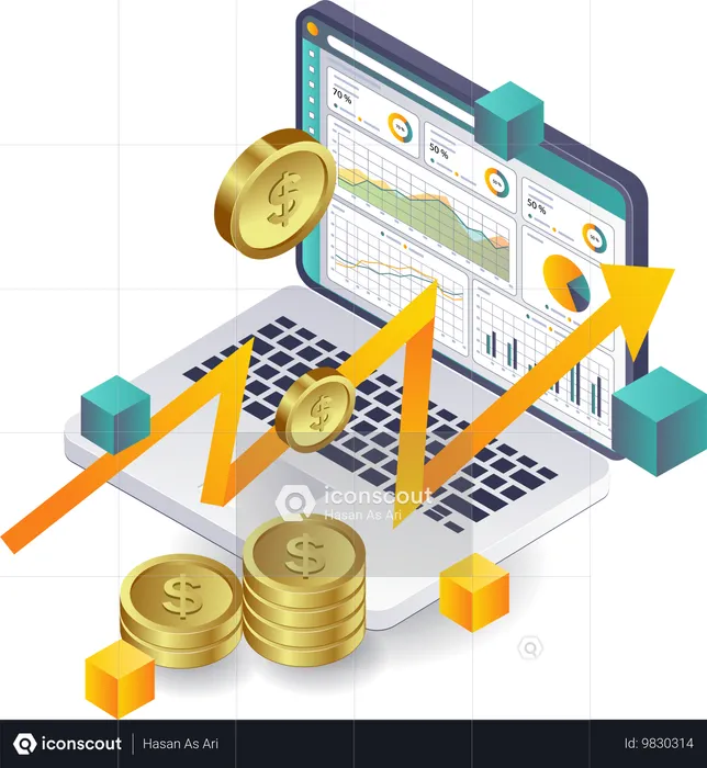 Management der Finanzdatenanalyse im Unternehmen  Illustration