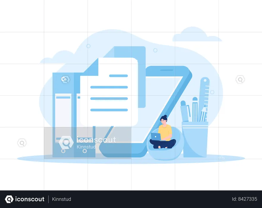 Management file on cloud  Illustration