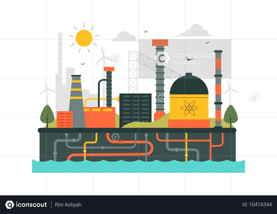 Management nicht erneuerbarer natürlicher Energieressourcen  Illustration