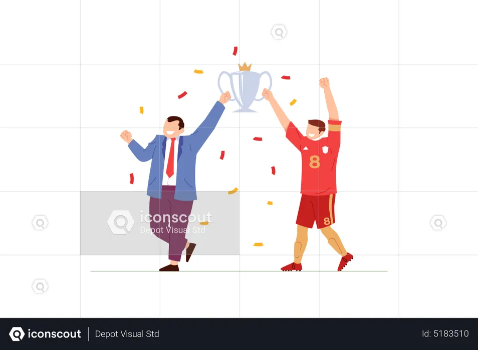 Manager and captain celebrate champion  Illustration