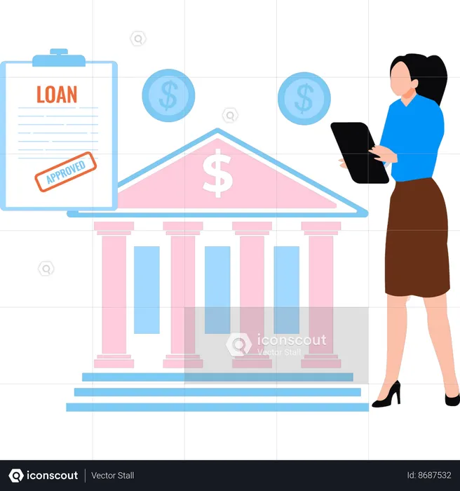 Manager approves loan file  Illustration