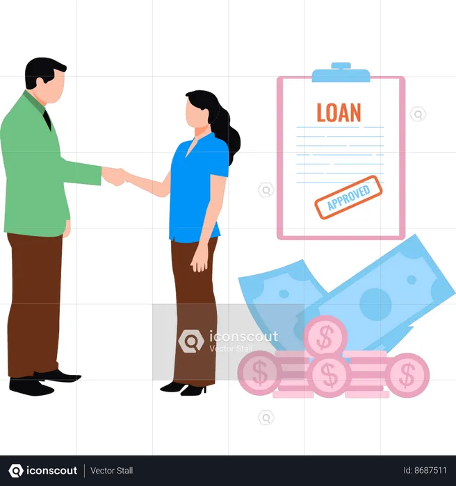 Manager approves loan file of customer  Illustration