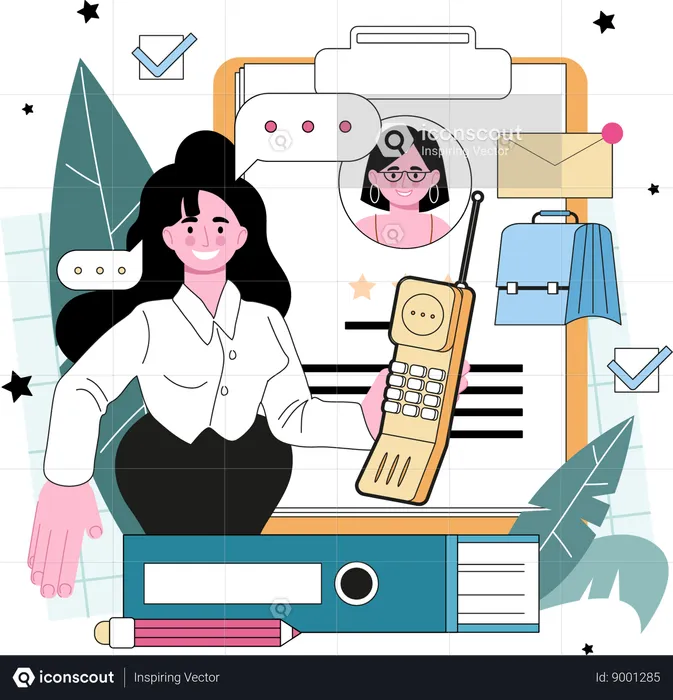 Manager calls new employee for interview  Illustration