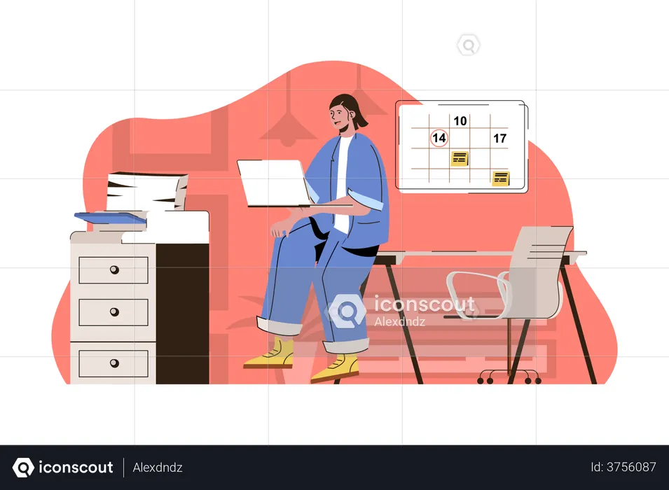 Manager doing business scheduling  Illustration