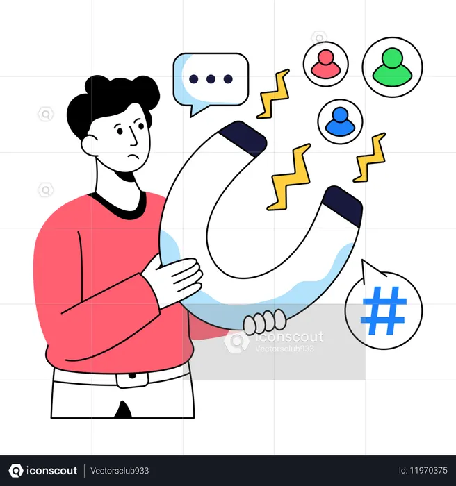 Manager doing Social Attraction  Illustration
