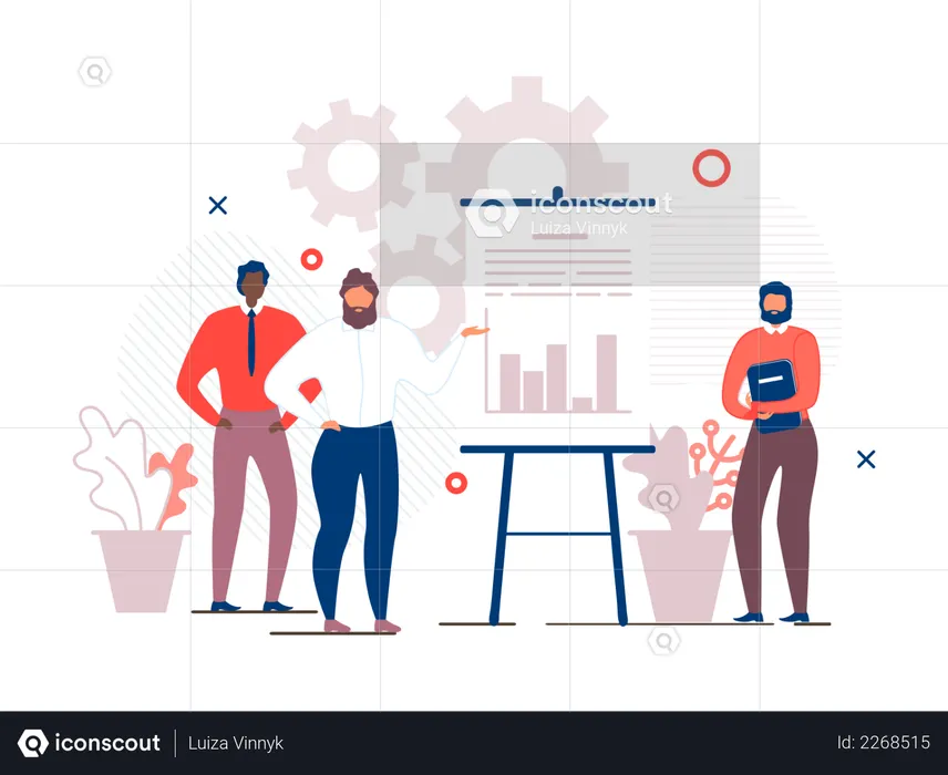 Manager giving Presentation on Co-working Benefits  Illustration