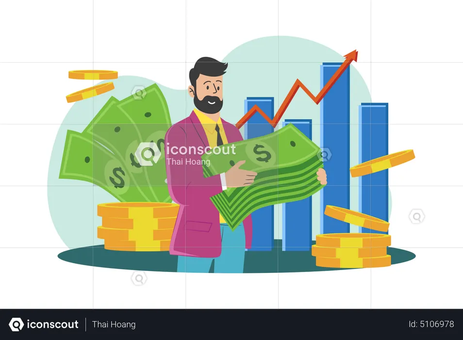 Manager holding loan money  Illustration
