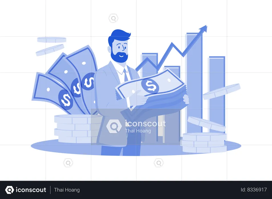 Manager Holding Loan Money  Illustration