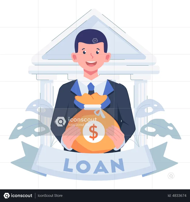 Manager holding loan money  Illustration