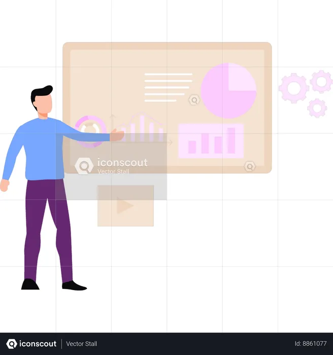 Manager is giving business presentation  Illustration