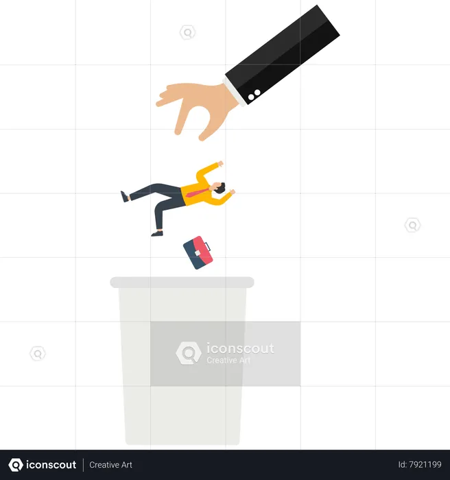Manager leaves the businessman into the trash  Illustration
