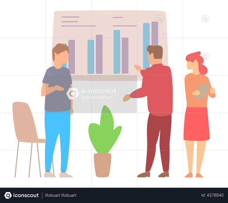 Manager makes a presentation of a statistical report  Illustration