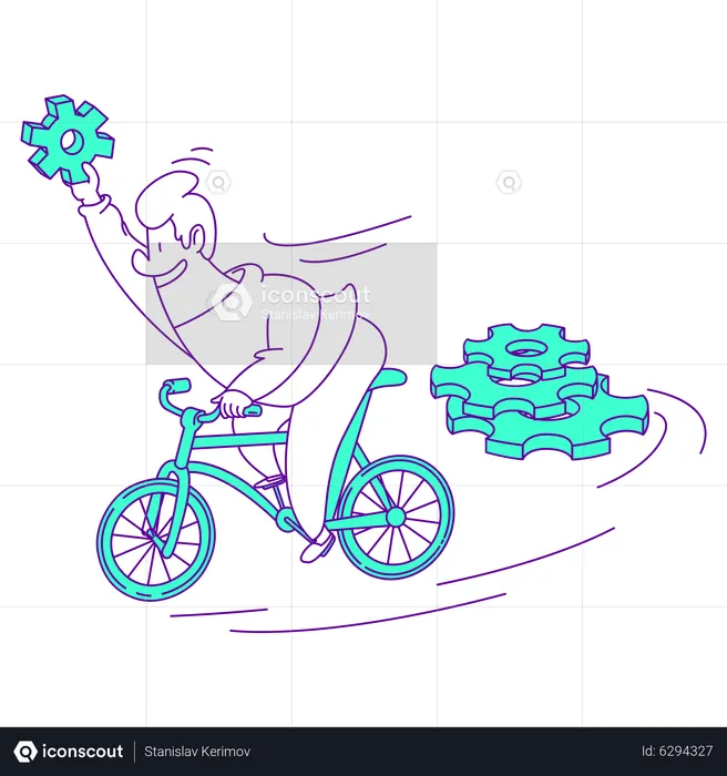 Manager riding bicycle  Illustration