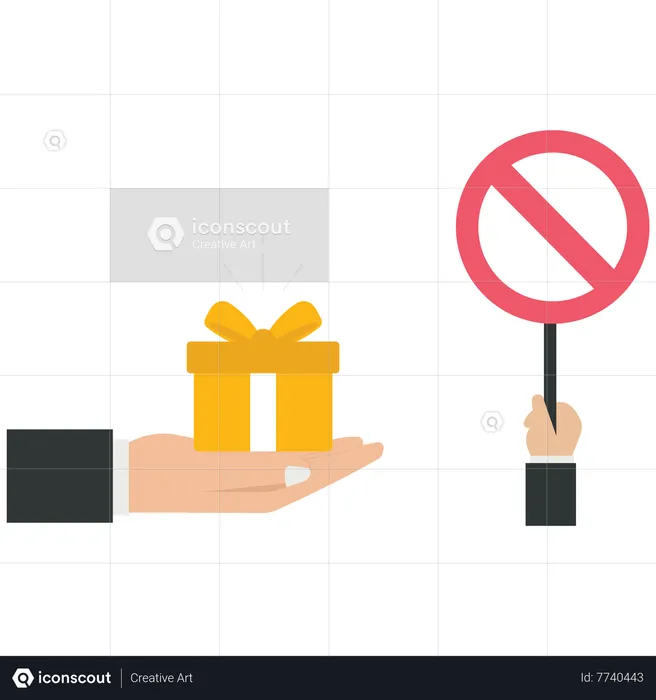 Manager show prohibition sign to gift  Illustration