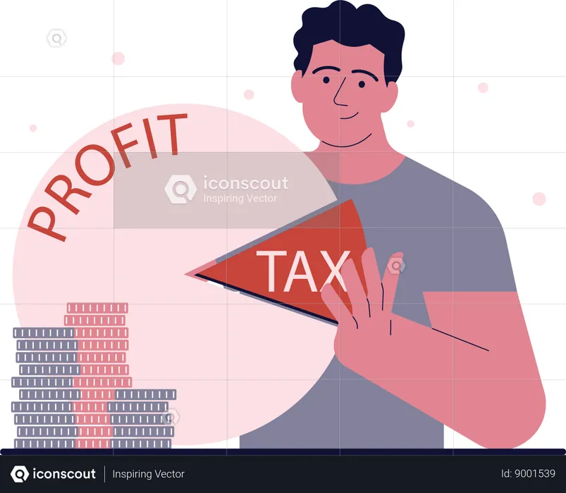 Manager shows profit and tax management  Illustration