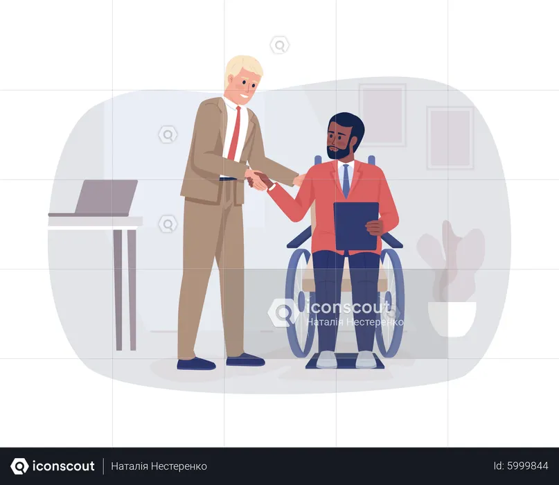 Manager supporting disabled worker  Illustration