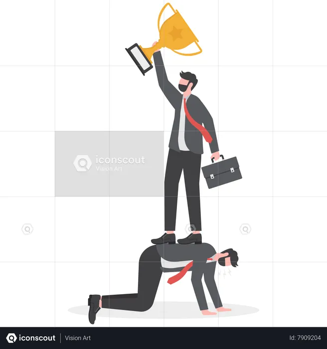 Manager using his staff as stepping to across  Illustration