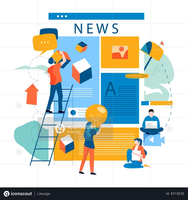 Managing news content by team  Illustration