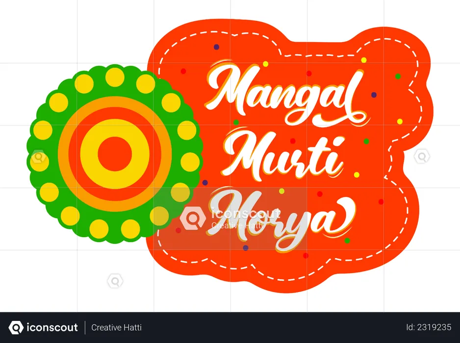 Mangal murti morya badge  Illustration
