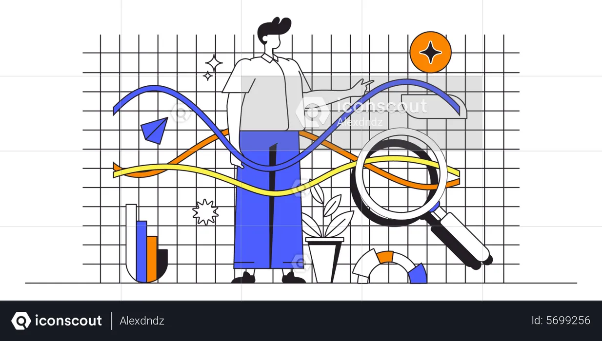 Mann analysiert Finanzbericht  Illustration