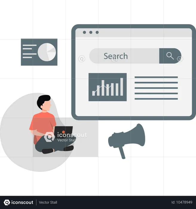 Mann analysiert Geschäftsdiagramm  Illustration