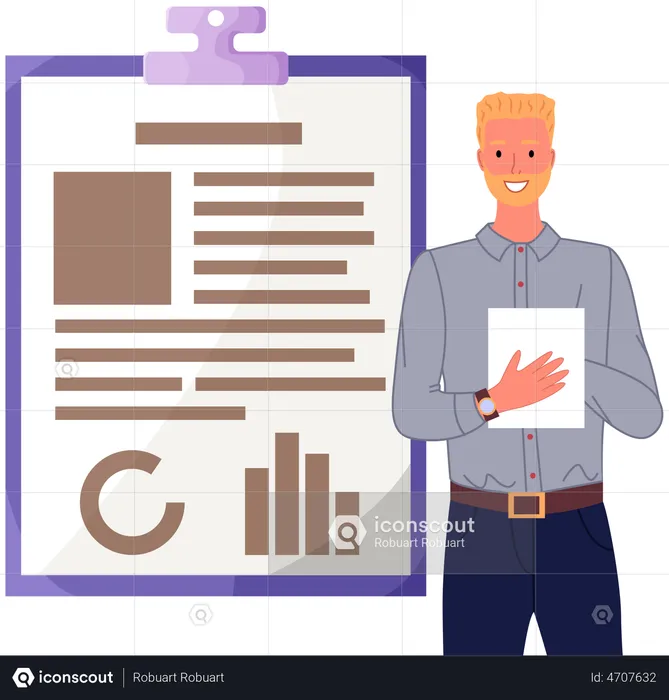 Mann analysiert statistische Indikatoren  Illustration