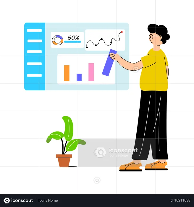 Mann arbeitet am Website-Dashboard  Illustration