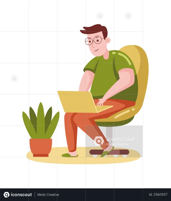 Mann arbeitet am Laptop  Illustration