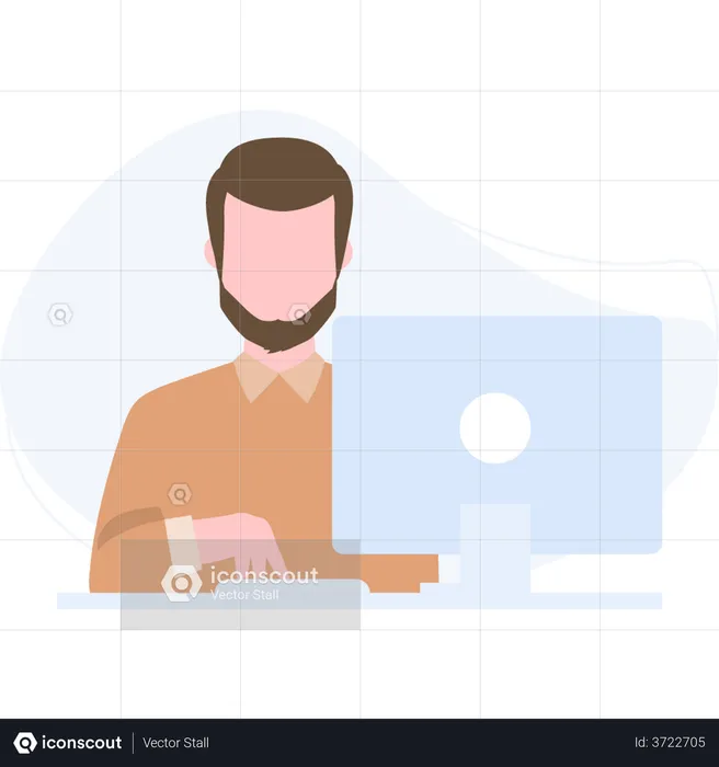 Mann arbeitet am Laptop  Illustration