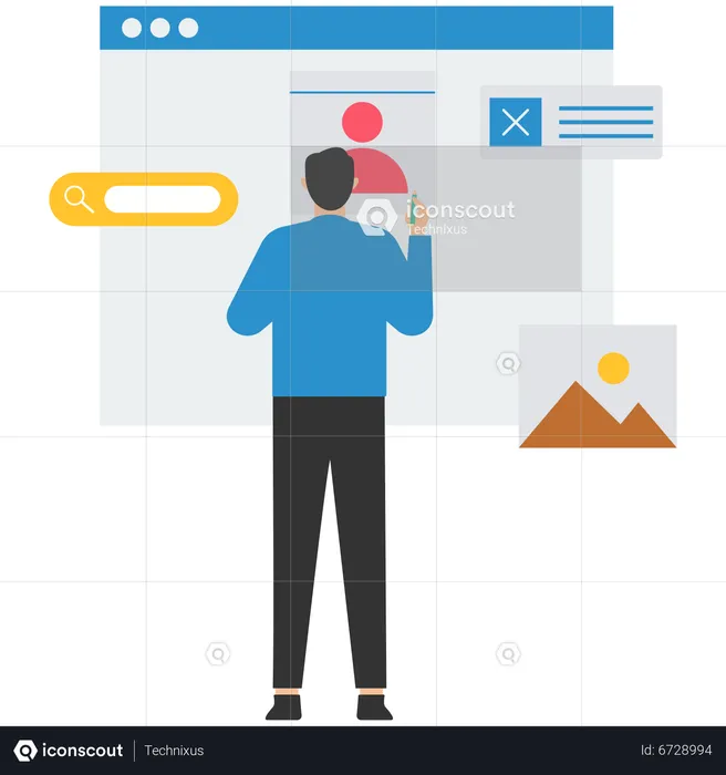 Mann arbeitet an der Programmierung  Illustration