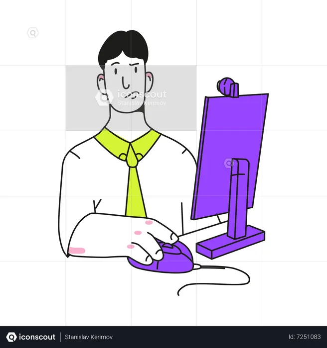 Mann arbeitet an einem Computer  Illustration
