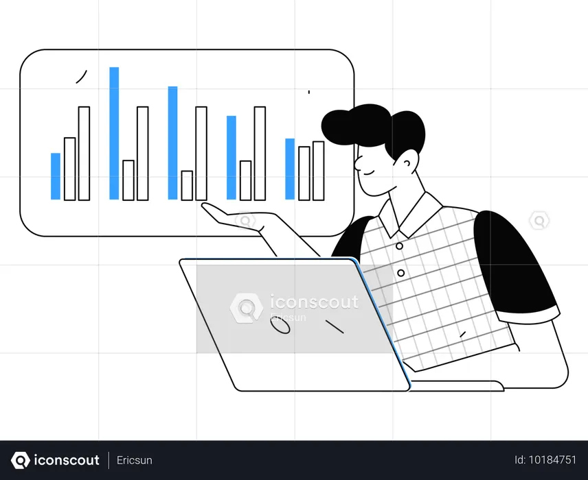 Mann arbeitet an Webdatenanalyse  Illustration