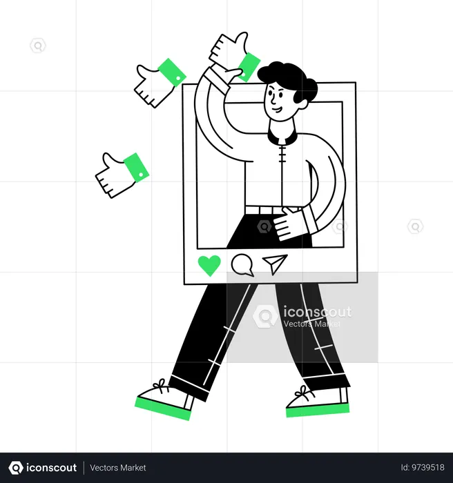 Mann bekommt Social Likes  Illustration