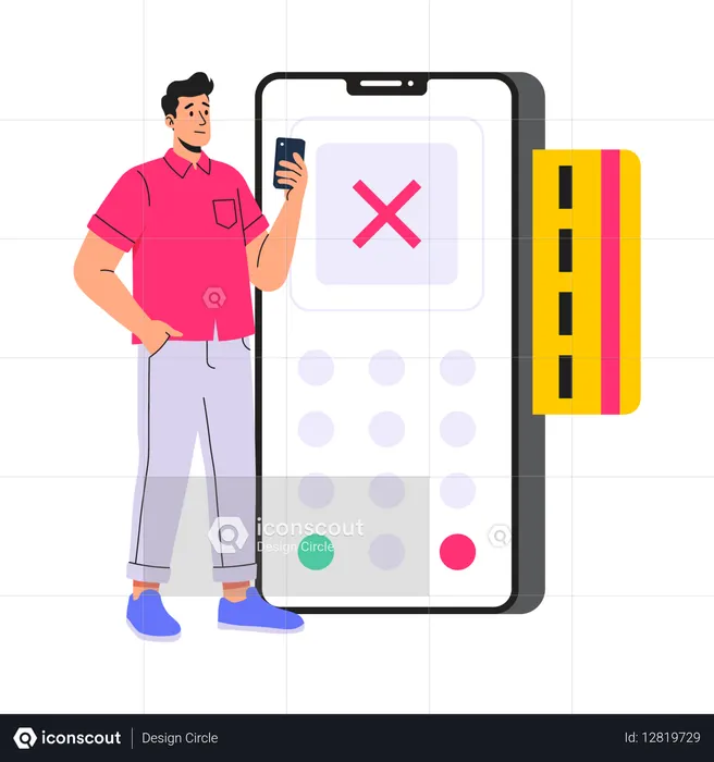 Mann, die letzte Transaktion wurde abgebrochen  Illustration