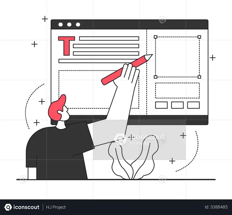 Mann entwirft das Layout einer Website  Illustration