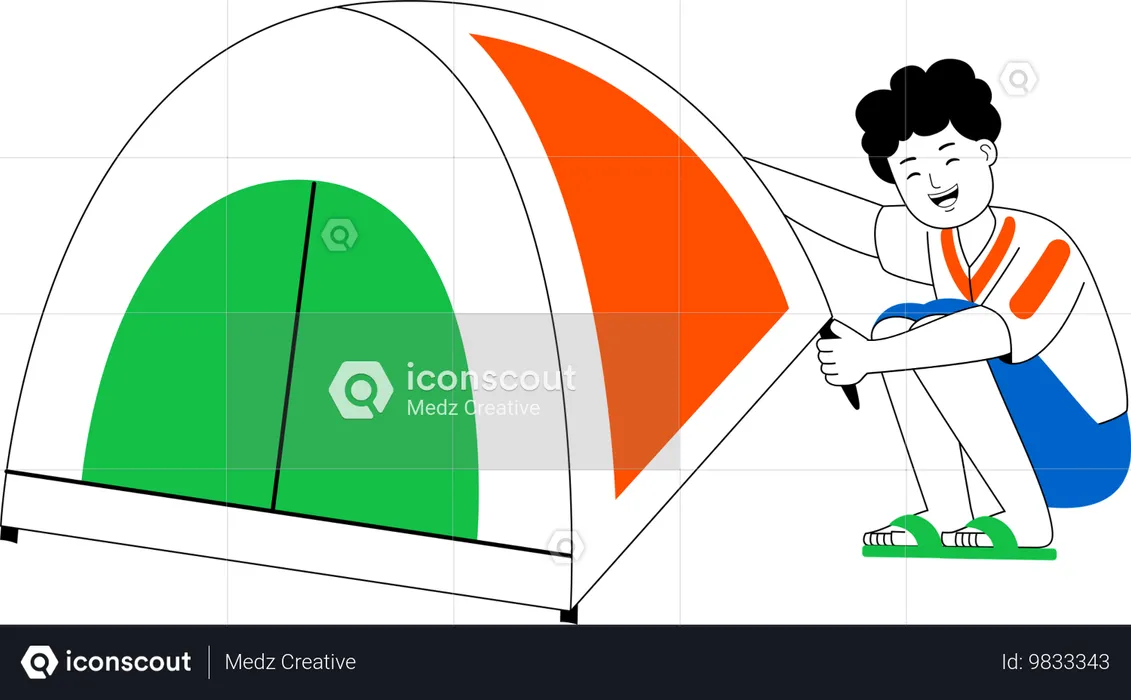 Mann genießt Camping  Illustration