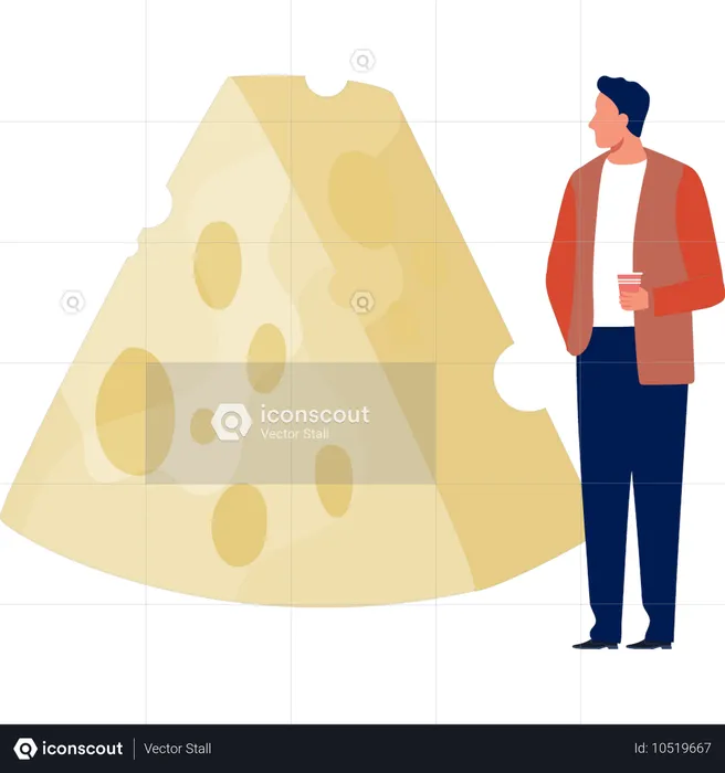 Mann genießt Getränk beim Käsegucken  Illustration