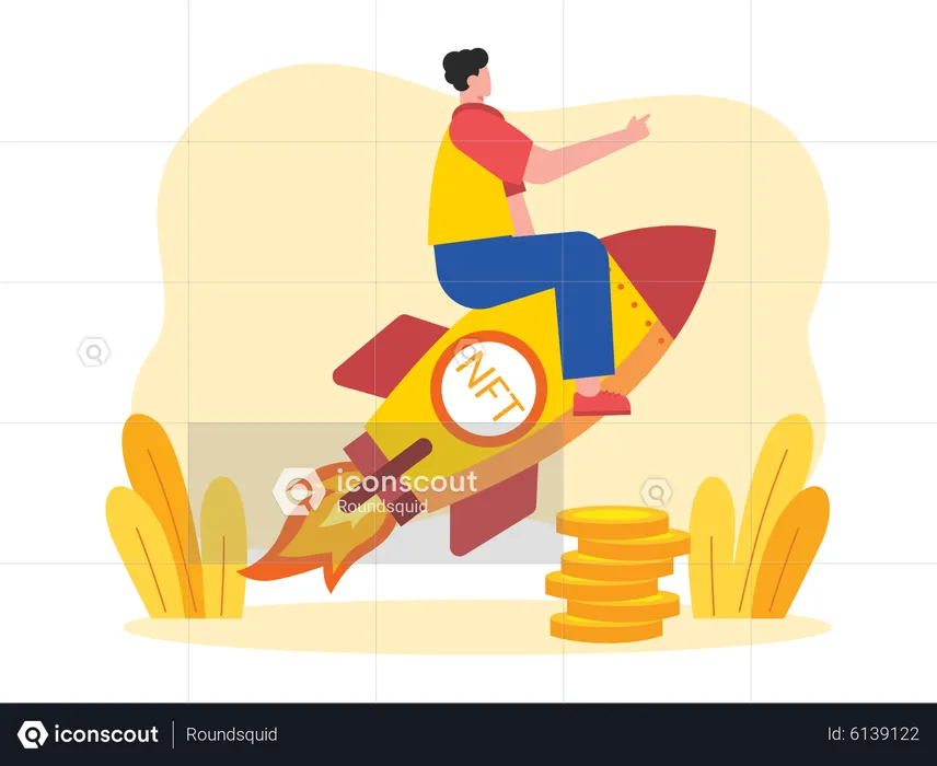 Mann gründet NFT-Startup  Illustration