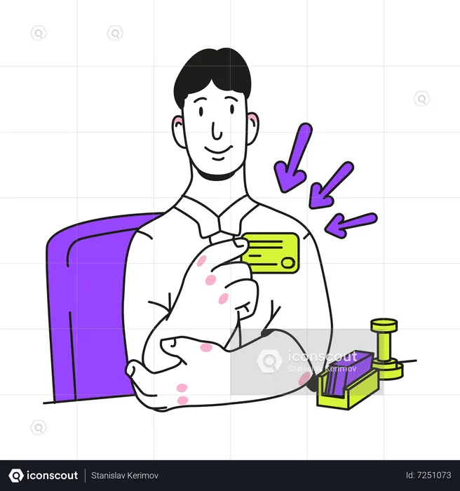 Mann bekam den Mitarbeiterausweis  Illustration