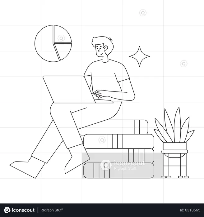 Mann-Investor macht Finanzanalyse  Illustration