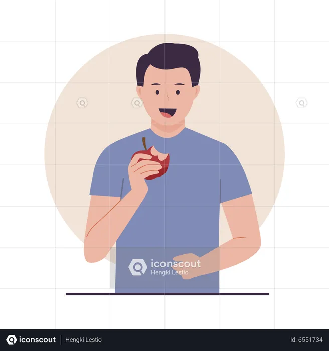 Mann isst Apfel  Illustration
