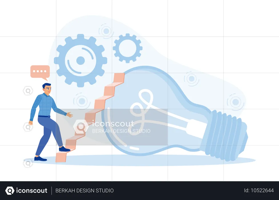 Mann klettert auf Leiter und macht Arbeitsplan, um Erfolg zu haben  Illustration